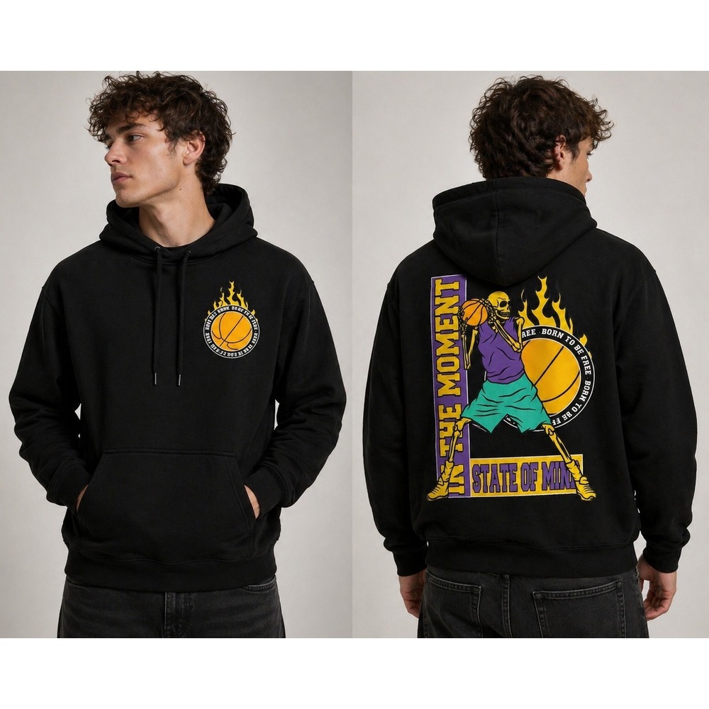 Chemistry Men's Large Black Pullover Hoodie In‎ The Moment State of Mind NWT D50